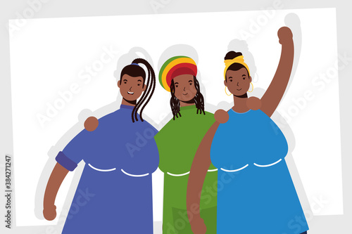 group of afro women characters