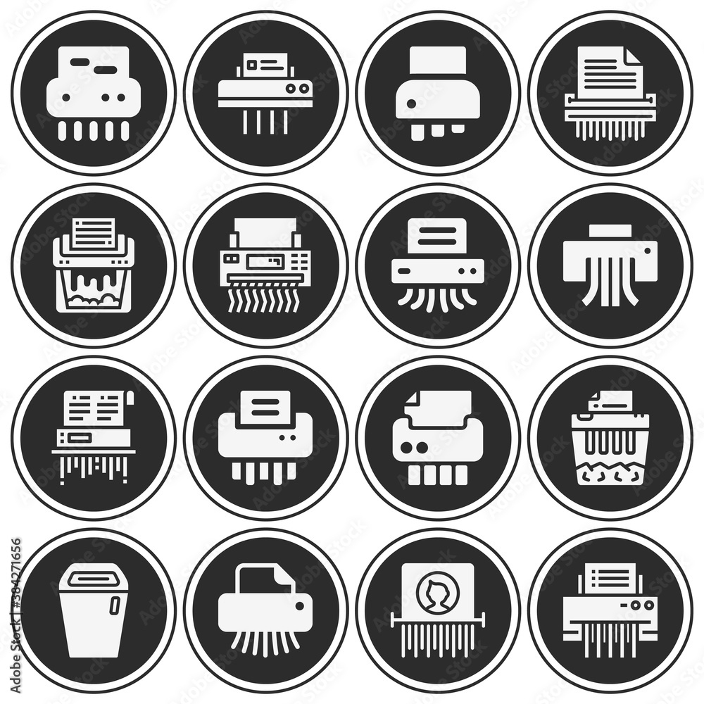 16 pack of shredder  filled web icons set