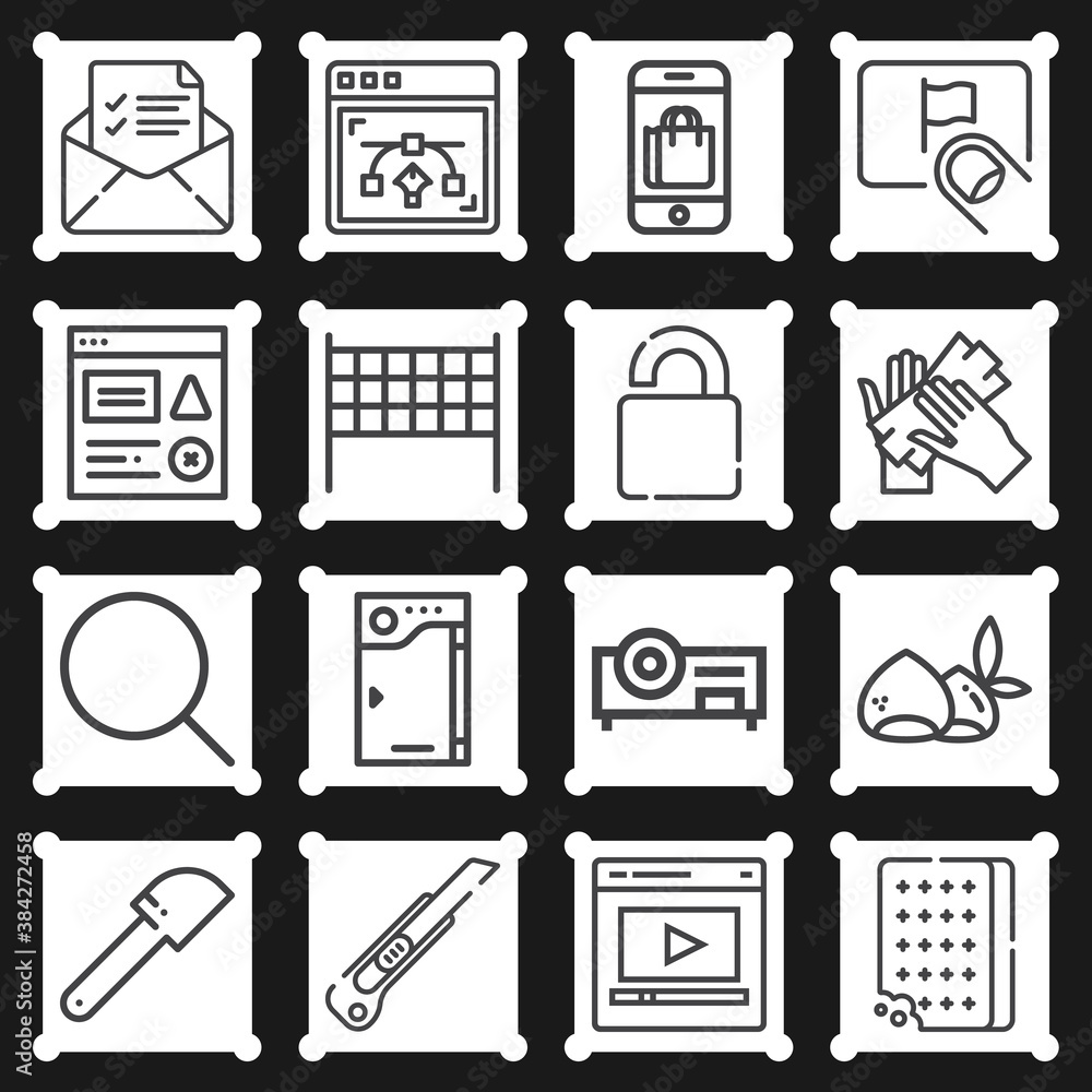 16 pack of web lineal web icons set 16 pack of web lineal web icons set