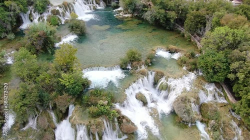 Aerial view of amazing Skradinski buk waterfall in Krka National Park, Croatia photo