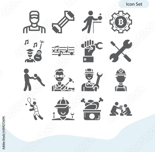 Simple set of drums related filled icons.