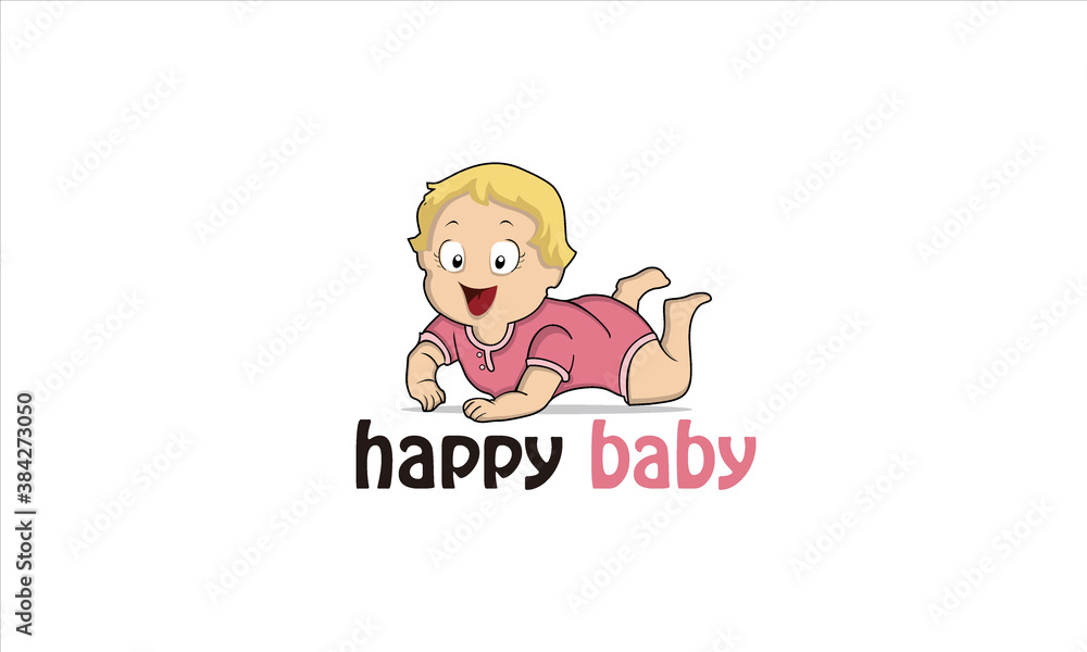 combination of baby and happy logo design combination of baby and happy logo design
