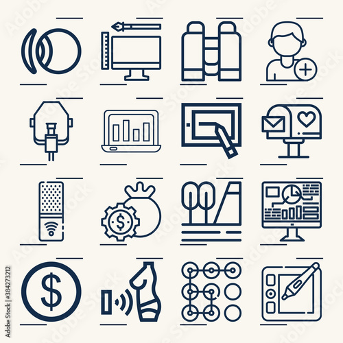 Simple set of mobile related lineal icons.