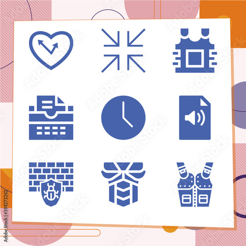 Simple set of 9 icons related to thickness