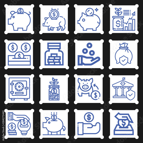 16 pack of monetary fund  lineal web icons set