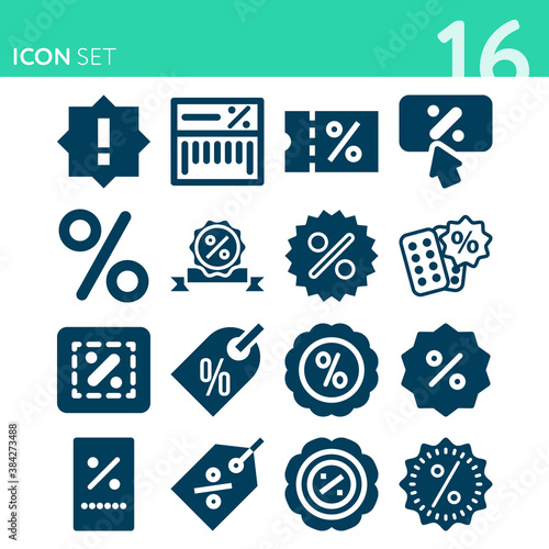 Simple set of 16 icons related to brush off