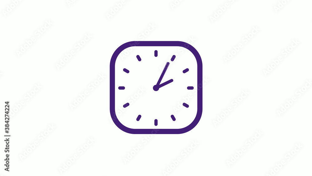 Amazing purple dark square clock icon on white background,12 hours clock isolated Amazing purple dark square clock icon on white background,12 hours clock isolated