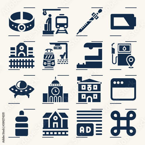 Simple set of niche related filled icons.