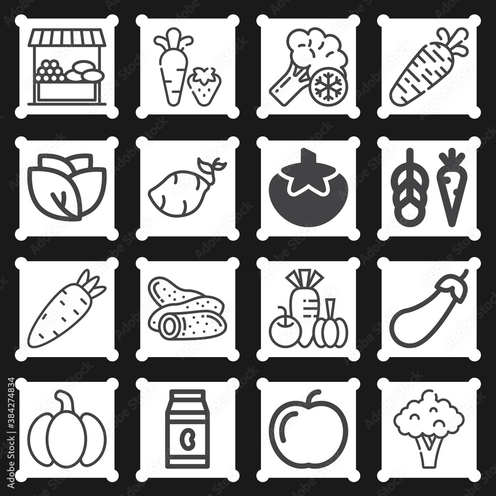 16 pack of fats  lineal web icons set