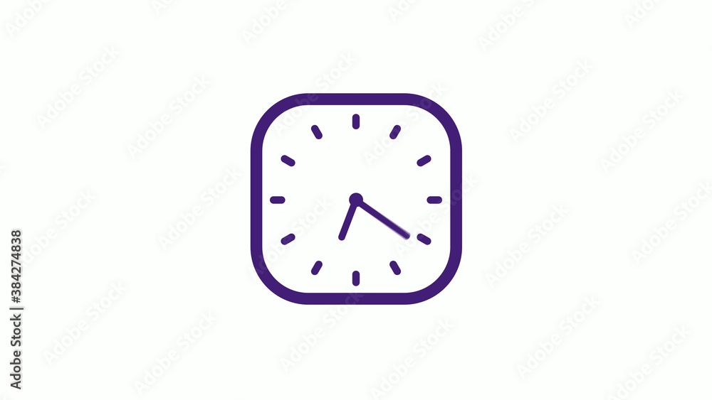 Purple dark square clock icon on white background,12 hours counting down clock icon Purple dark square clock icon on white background,12 hours counting down clock icon