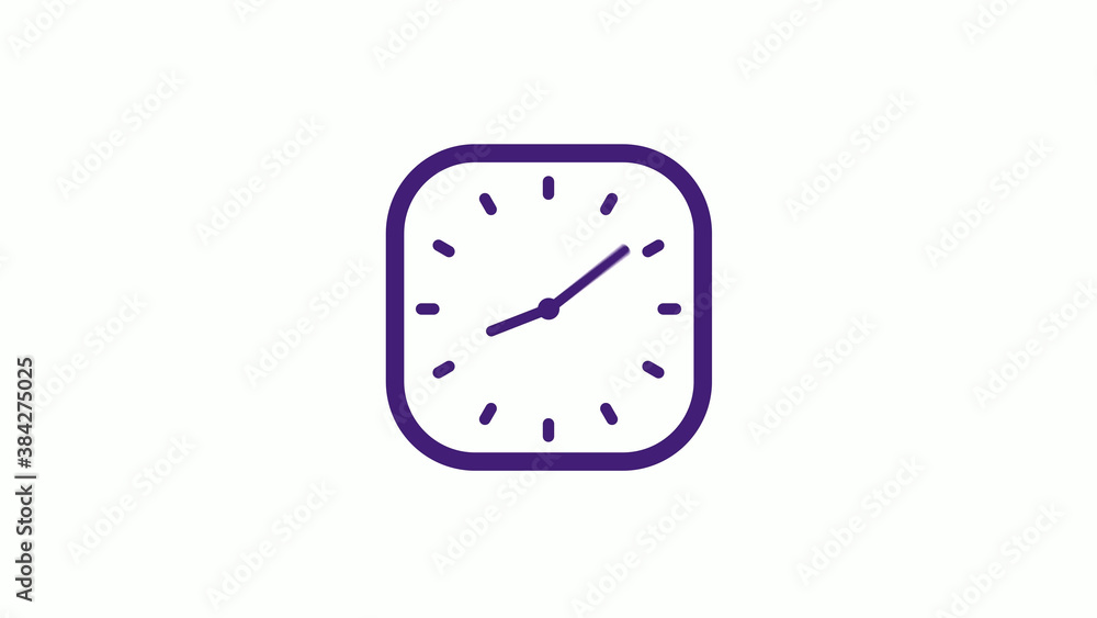 Purple dark square clock icon on white background,12 hours counting down clock icon Purple dark square clock icon on white background,12 hours counting down clock icon
