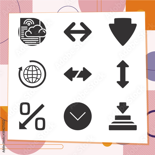 Simple set of 9 icons related to missile