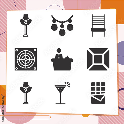 Simple set of 9 icons related to counter