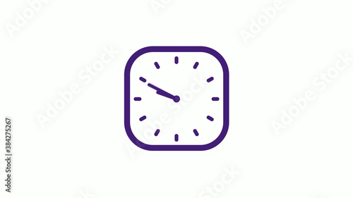 Purple dark square clock icon on white background,12 hours counting down clock icon © MSH