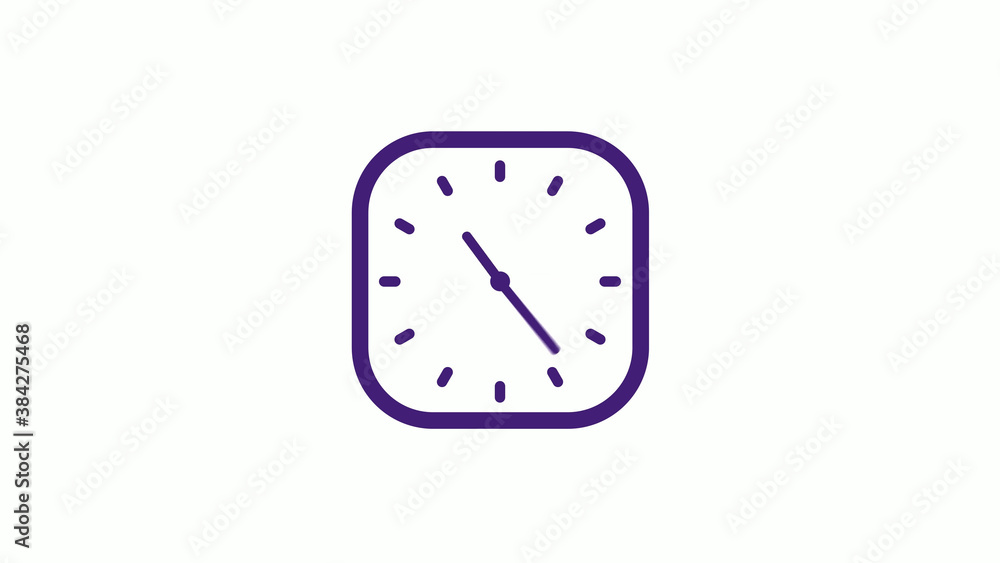 Purple dark square clock icon on white background,12 hours counting down clock icon Purple dark square clock icon on white background,12 hours counting down clock icon