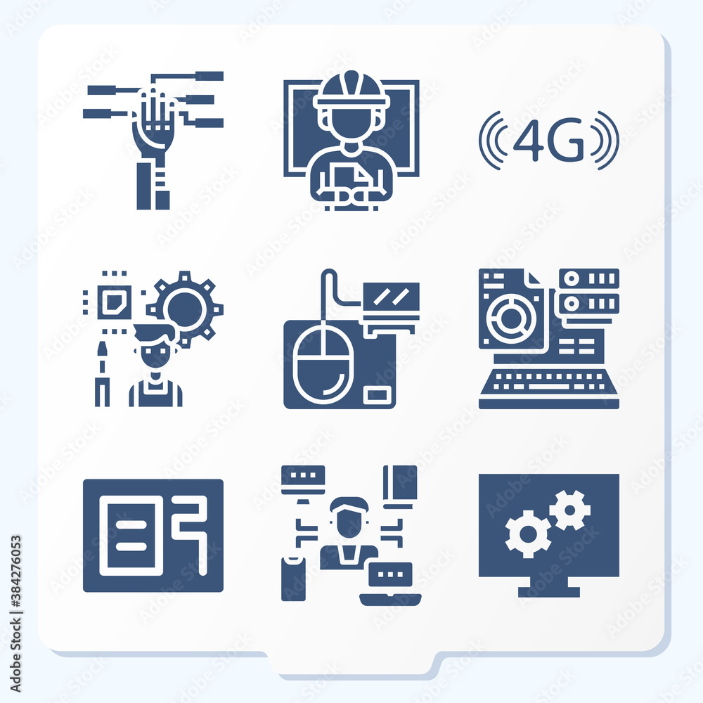 Simple set of 9 icons related to applied science Simple set of 9 icons related to applied science