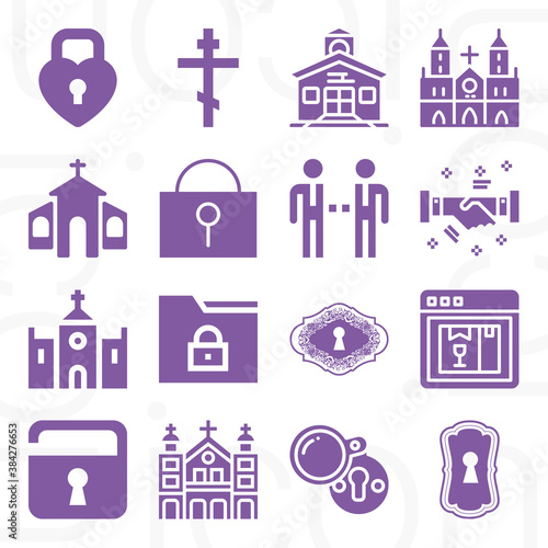 16 pack of protestant  filled web icons set
