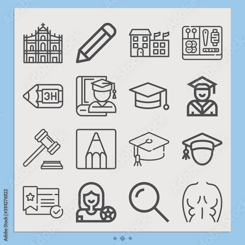 Simple set of college related lineal icons.