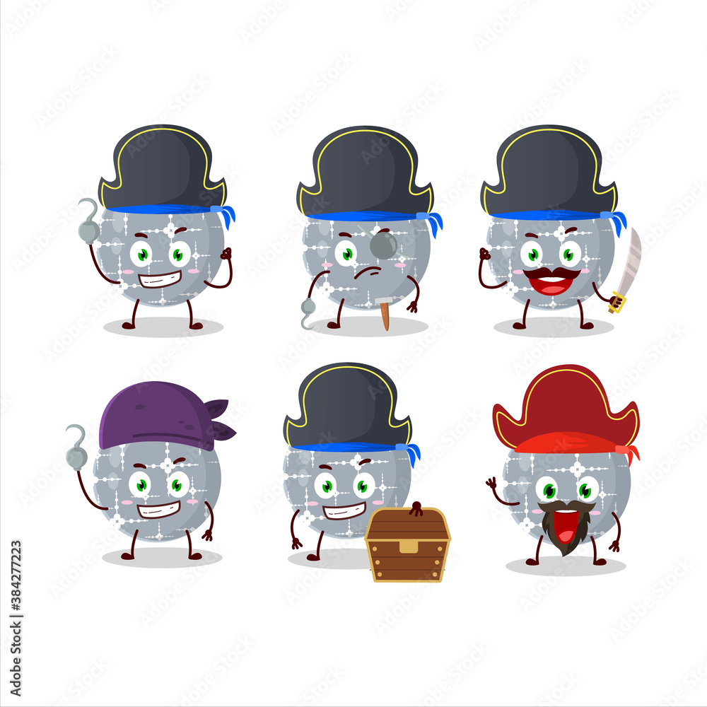 Fototapeta premium Cartoon character of christmas ball grey with various pirates emoticons