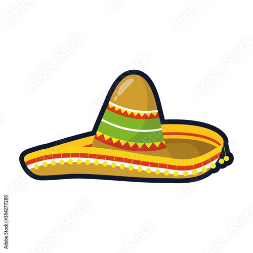 traditional mexican mariachi hat flat style icon