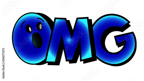 OMG Text Graphic in Blue Cartoon Style