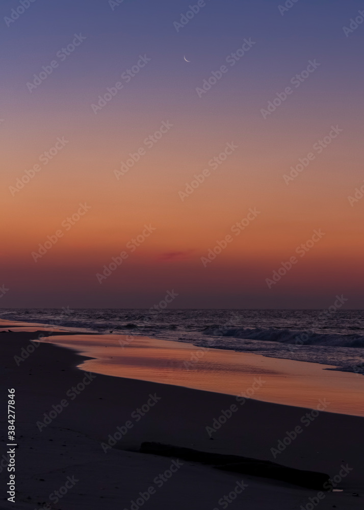 Crescent Moon Over Sunrise Alabama Beach