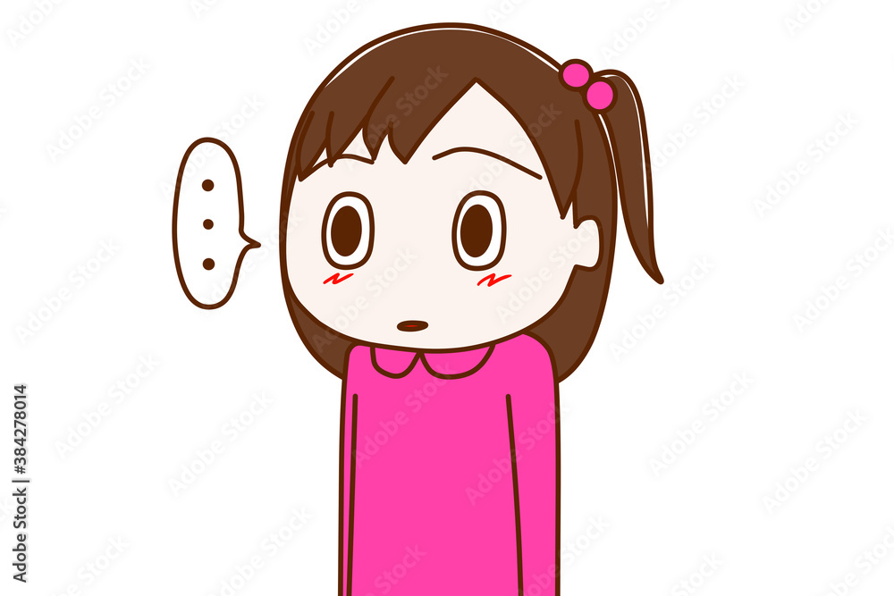 目を丸くして放心する少女 目を丸くして放心する少女