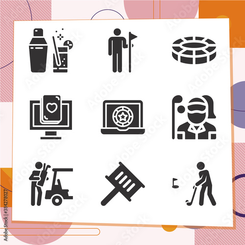 Simple set of 9 icons related to reading room
