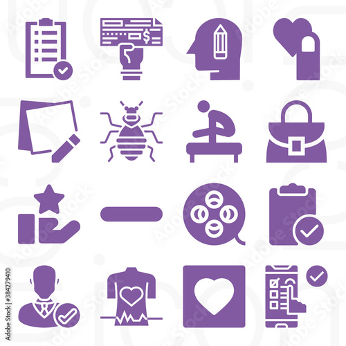 16 pack of positive  filled web icons set