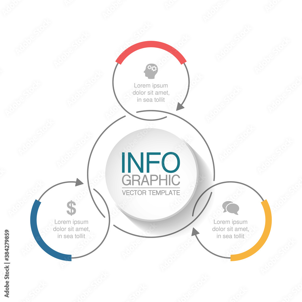 Vector infographic template, circle with 3 steps or options. Data presentation, business concept design for web, brochure, diagram. Vector infographic template, circle with 3 steps or options. Data presentation, business concept design for web, brochure, diagram.