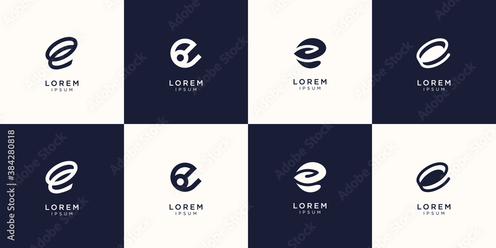 Set of abstract initial letter e logo design template. icons for business of luxury, elegant, simple. Premium Vector Set of abstract initial letter e logo design template. icons for business of luxury, elegant, simple. Premium Vector