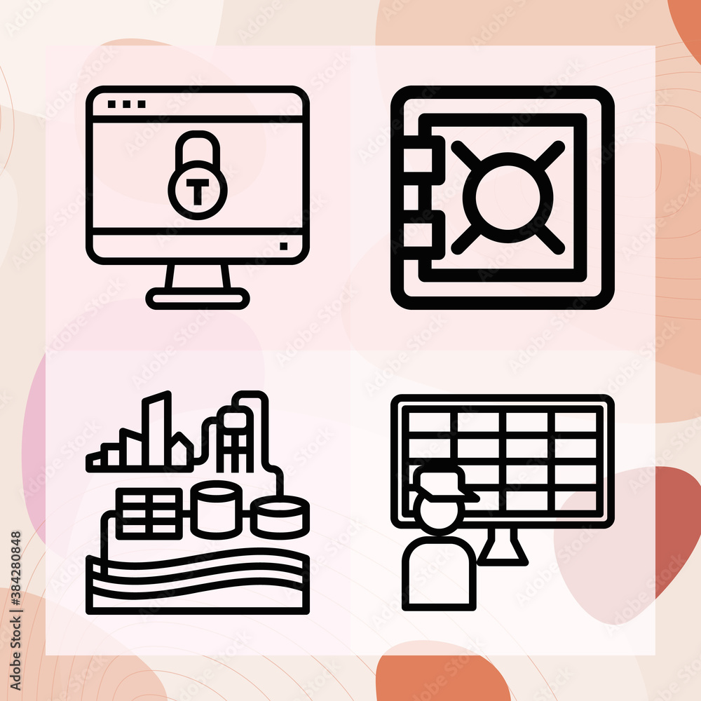 Simple set of mechanisms related lineal icons Simple set of mechanisms related lineal icons