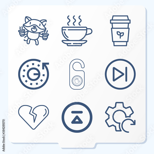 Simple set of 9 icons related to interrupt