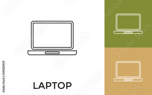 Editable Laptop Thin Line Icon with Title. Useful For Mobile Application, Website, Software and Print Media.