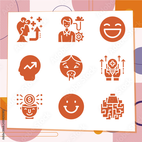 Simple set of 9 icons related to prejudices