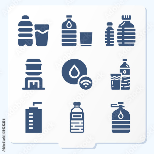 Simple set of 9 icons related to pumping