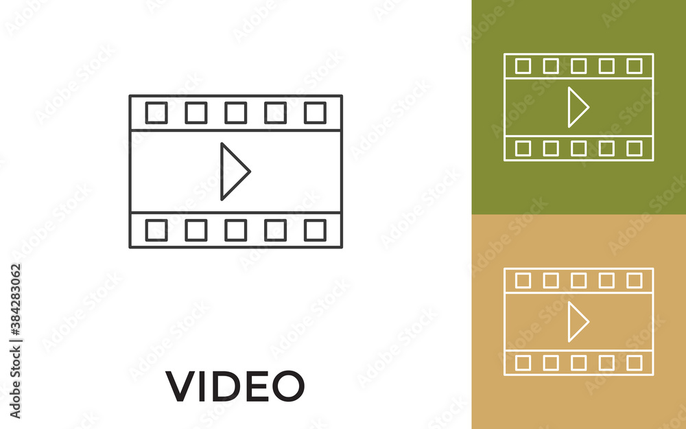 Editable Video Thin Line Icon with Title. Useful For Mobile Application, Website, Software and Print Media. Editable Video Thin Line Icon with Title. Useful For Mobile Application, Website, Software and Print Media.