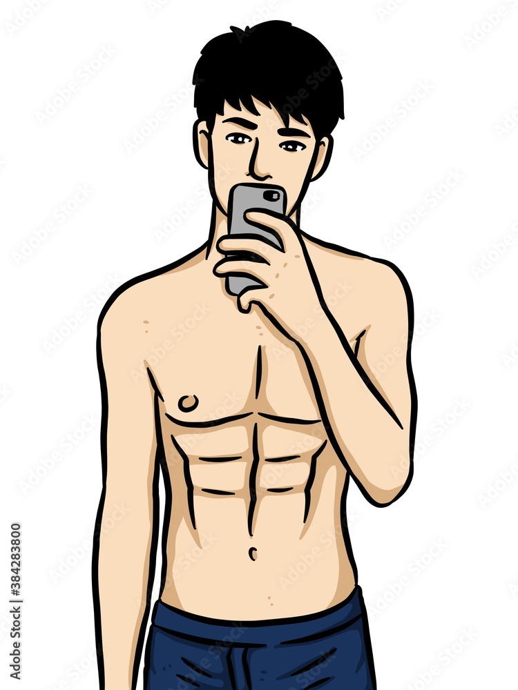 Fototapeta premium cartoon cute man on white background