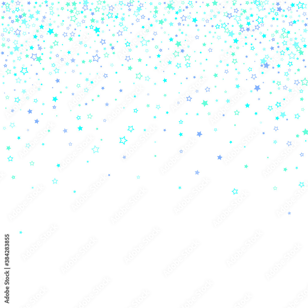 Blue, cyan, turquoise glitter stars confetti