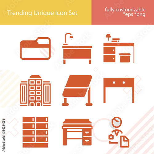 Simple set of secretary related filled icons.