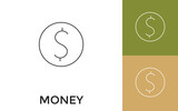 Editable dollar Thin Line Icon with Title. Useful For Mobile Application, Website, Software and Print Media.