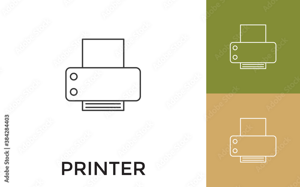 Editable Printer Thin Line Icon with Title. Useful For Mobile Application, Website, Software and Print Media. Editable Printer Thin Line Icon with Title. Useful For Mobile Application, Website, Software and Print Media.