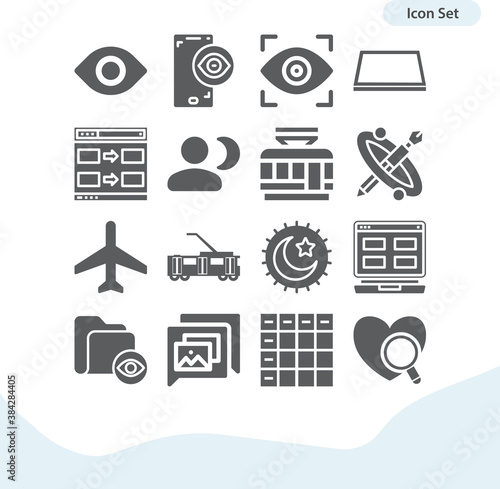 Simple set of paradigm related filled icons.