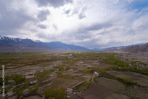 Landscape view from Thiksay Monastery or Thiksay Gompa