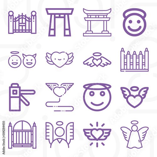16 pack of california  lineal web icons set
