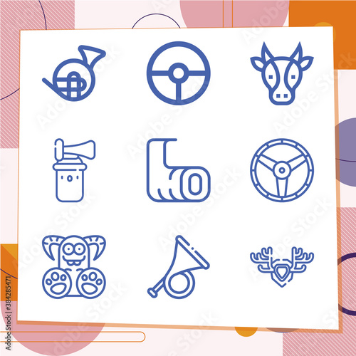 Simple set of 9 icons related to car horn
