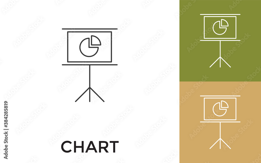 Editable Presentation Chart Thin Line Icon with Title. Useful For Mobile Application, Website, Software and Print Media.