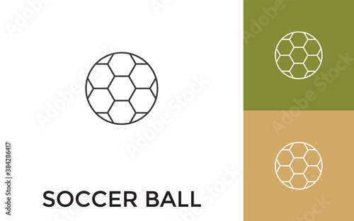 Editable Soccer Ball Thin Line Icon with Title. Useful For Mobile Application, Website, Software and Print Media.