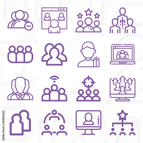16 pack of ethnicity  lineal web icons set