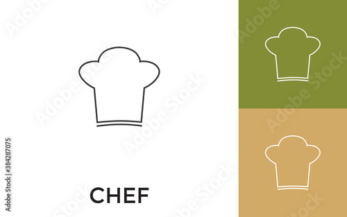 Editable Chef Thin Line Icon with Title. Useful For Mobile Application, Website, Software and Print Media.